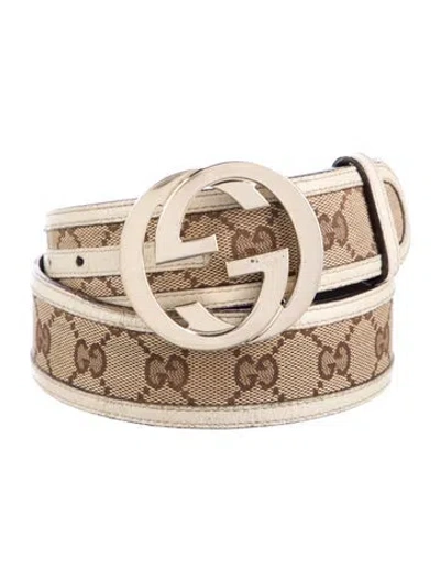 Pre-owned Gucci Gg Canvas Canvas Belt In Neutral