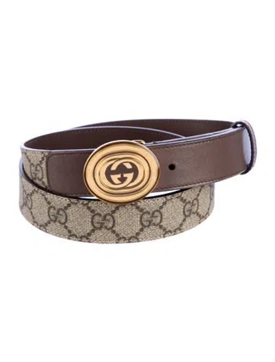 Pre-owned Gucci Gg Canvas Canvas Belt In Neutral