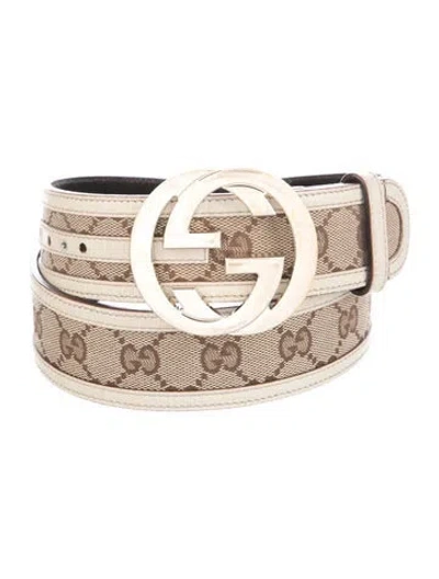 Pre-owned Gucci Gg Canvas Canvas Belt In Neutral