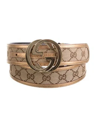 Pre-owned Gucci Gg Canvas Canvas Belt In Neutral