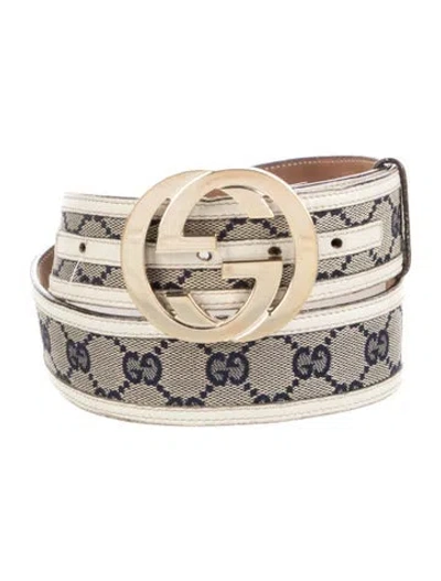 Pre-owned Gucci Gg Canvas Canvas Belt In Neutrals
