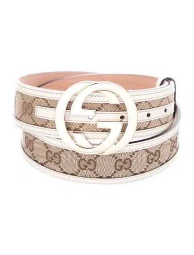 Pre-owned Gucci Gg Canvas Canvas Belt In Neutrals
