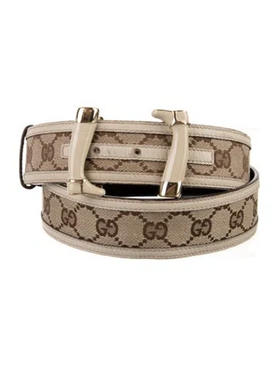 Pre-owned Gucci Gg Canvas Canvas Belt In Neutrals