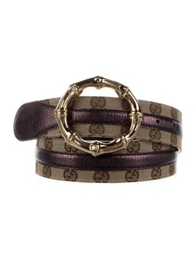Pre-owned Gucci Gg Canvas Canvas Belt In Purple
