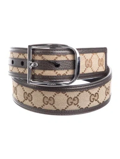 Pre-owned Gucci Gg Canvas Canvas Belt W/ Tags In Brown