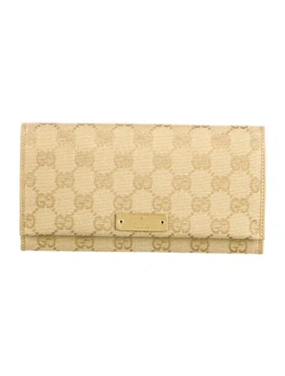 Pre-owned Gucci Gg Canvas Canvas Bifold Wallet In Neutral
