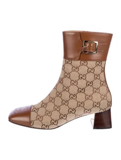 Pre-owned Gucci Gg Canvas Canvas Boots In Brown