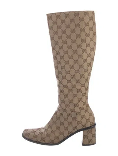 Pre-owned Gucci Gg Canvas Canvas Boots In Brown