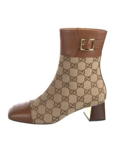 Pre-owned Gucci Gg Canvas Canvas Boots In Brown