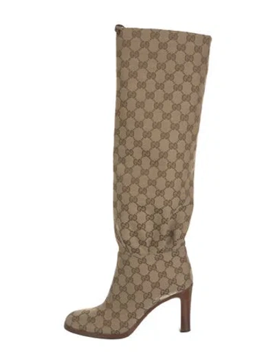 Pre-owned Gucci Gg Canvas Canvas Boots In Neutral