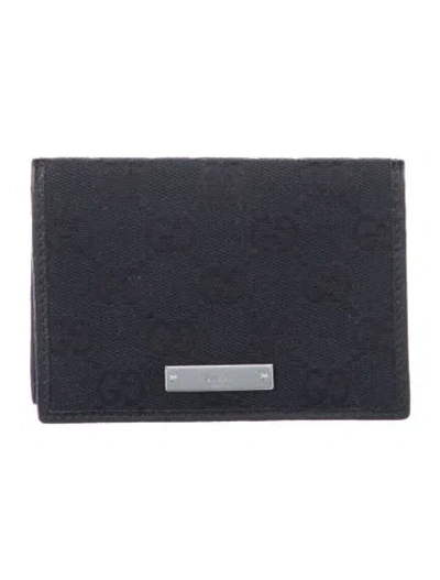 Pre-owned Gucci Gg Canvas Canvas Card Holder In Black