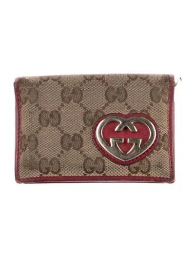 Pre-owned Gucci Gg Canvas Canvas Card Holder In Multi