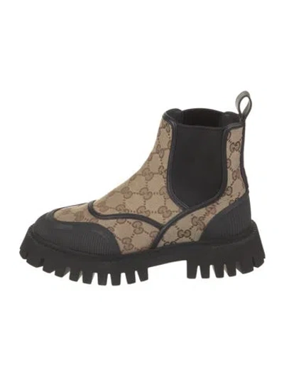 Pre-owned Gucci Gg Canvas Canvas Chelsea Boots In Black/neutrals