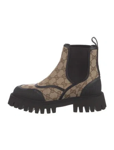 Pre-owned Gucci Gg Canvas Canvas Chelsea Boots In Brown
