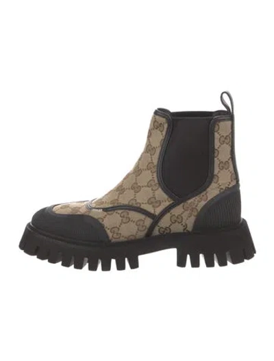 Pre-owned Gucci Gg Canvas Canvas Chelsea Boots W/ Tags In Black/neutrals