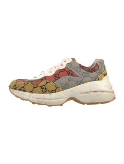 Pre-owned Gucci Gg Canvas Canvas Chunky Sneakers In Yellow