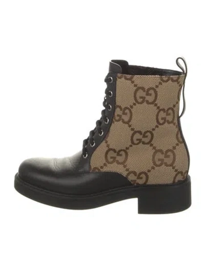Pre-owned Gucci Gg Canvas Canvas Combat Boots In Neutral