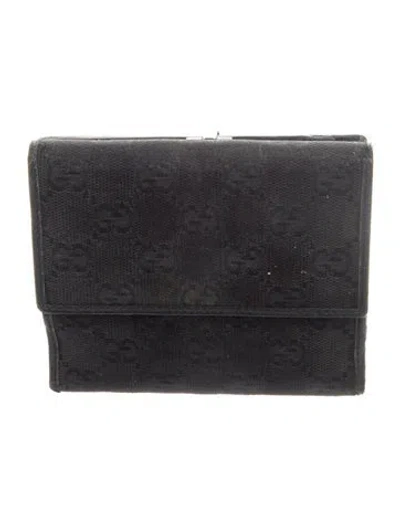 Pre-owned Gucci Gg Canvas Canvas Compact Wallet In Black
