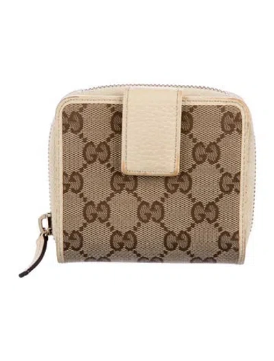 Pre-owned Gucci Gg Canvas Canvas Compact Wallet In Brown