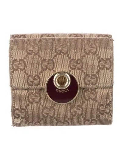 Pre-owned Gucci Gg Canvas Canvas Compact Wallet In Neutral