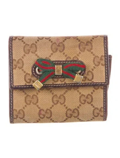 Pre-owned Gucci Gg Canvas Canvas Compact Wallet In Neutral