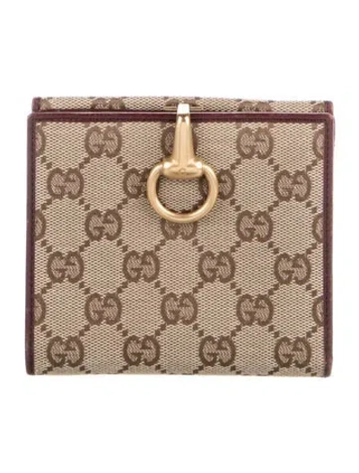 Pre-owned Gucci Gg Canvas Canvas Compact Wallet In Neutral