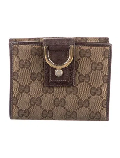 Pre-owned Gucci Gg Canvas Canvas Compact Wallet In Neutral