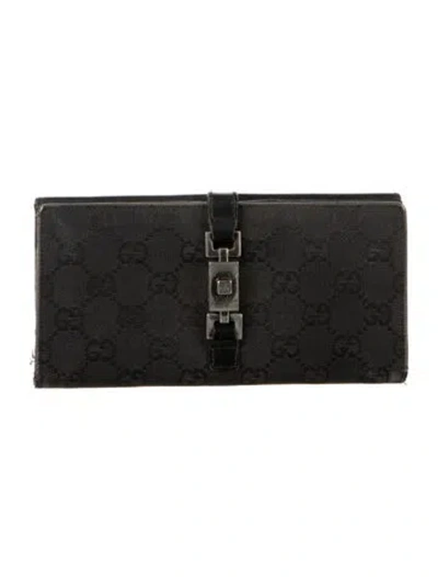 Pre-owned Gucci Gg Canvas Canvas Continental Wallet In Black