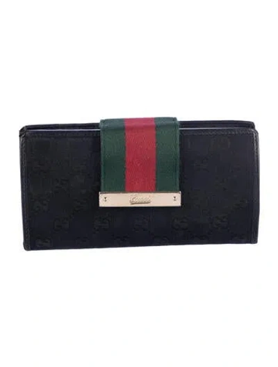 Pre-owned Gucci Gg Canvas Canvas Continental Wallet In Black