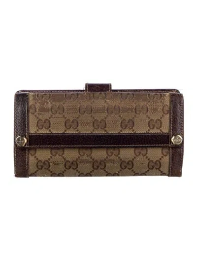 Pre-owned Gucci Gg Canvas Canvas Continental Wallet In Brown