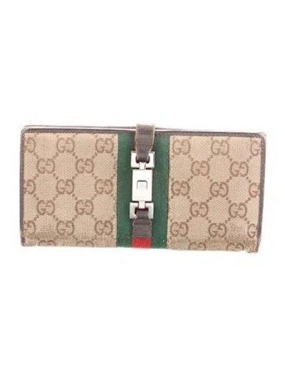 Pre-owned Gucci Gg Canvas Canvas Continental Wallet In Brown