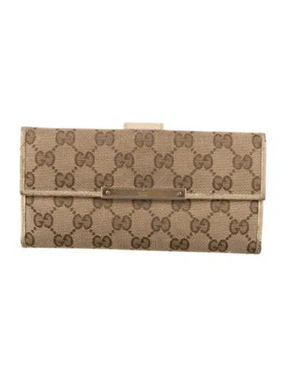 Pre-owned Gucci Gg Canvas Canvas Continental Wallet In Brown