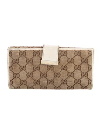 Pre-owned Gucci Gg Canvas Canvas Continental Wallet In Brown