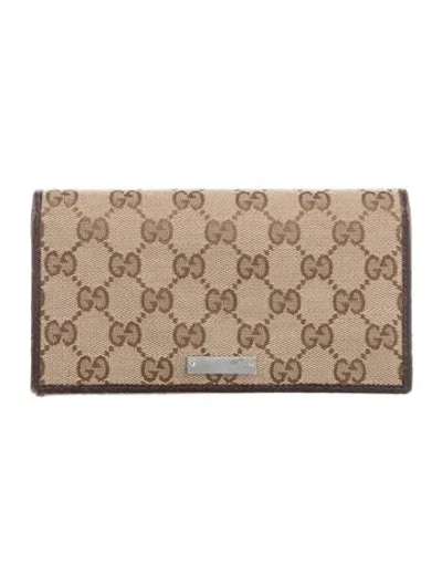 Pre-owned Gucci Gg Canvas Canvas Continental Wallet In Brown