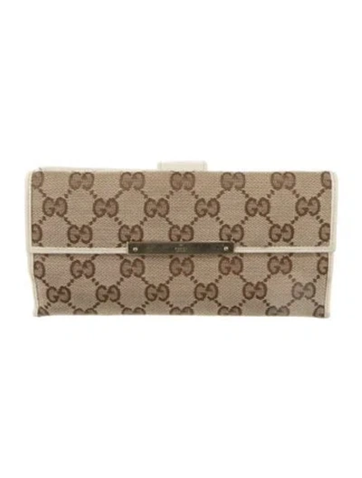 Pre-owned Gucci Gg Canvas Canvas Continental Wallet In Brown