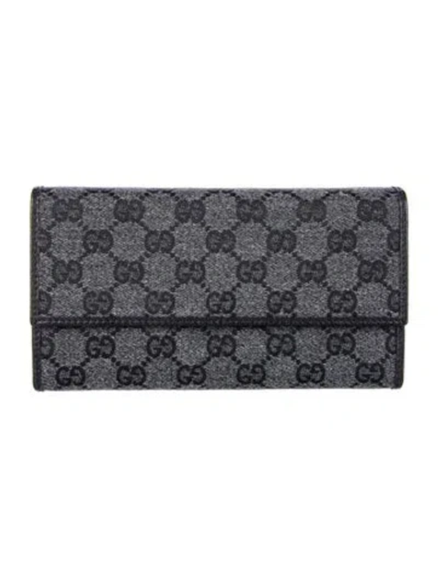 Pre-owned Gucci Gg Canvas Canvas Continental Wallet In Gray