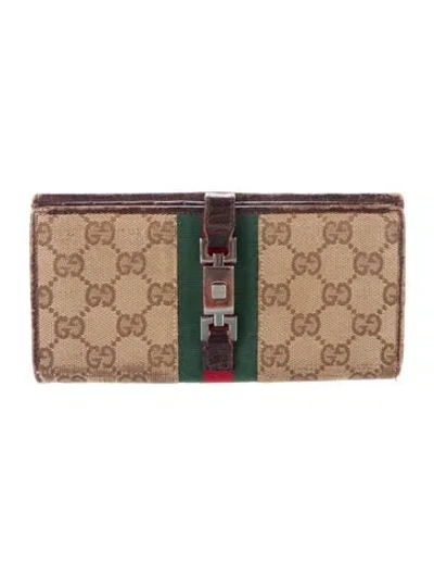 Pre-owned Gucci Gg Canvas Canvas Continental Wallet In Neutral