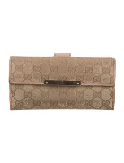 Pre-owned Gucci Gg Canvas Canvas Continental Wallet In Neutral