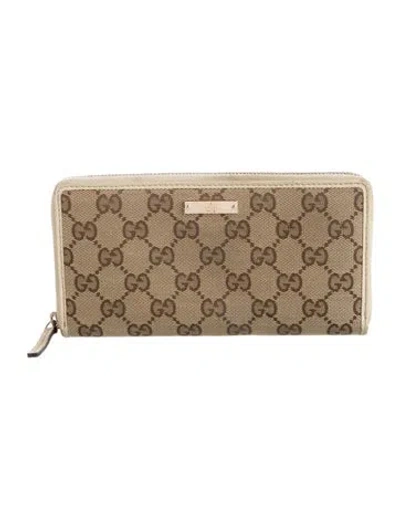 Pre-owned Gucci Gg Canvas Canvas Continental Wallet In Neutral