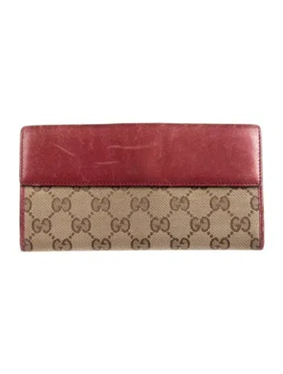 Pre-owned Gucci Gg Canvas Canvas Continental Wallet In Neutral