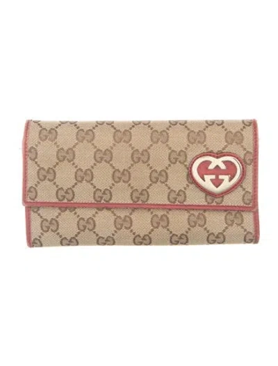 Pre-owned Gucci Gg Canvas Canvas Continental Wallet In Neutral