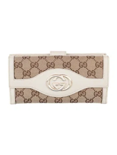 Pre-owned Gucci Gg Canvas Canvas Continental Wallet In Neutral