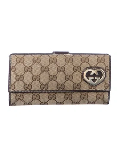 Pre-owned Gucci Gg Canvas Canvas Continental Wallet In Neutral