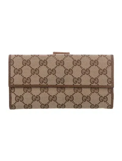 Pre-owned Gucci Gg Canvas Canvas Continental Wallet In Neutral