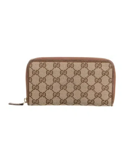 Pre-owned Gucci Gg Canvas Canvas Continental Wallet In Neutral