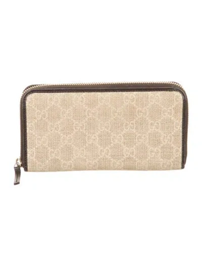 Pre-owned Gucci Gg Canvas Canvas Continental Wallet In Neutrals