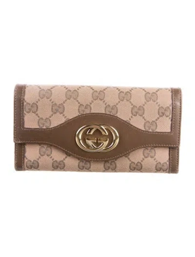 Pre-owned Gucci Gg Canvas Canvas Continental Wallet In Pink