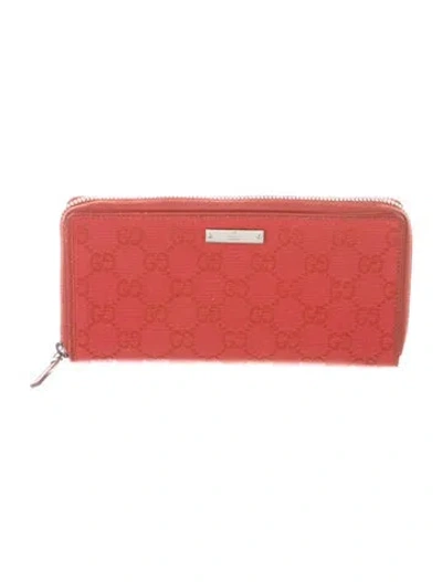 Pre-owned Gucci Gg Canvas Canvas Continental Wallet In Red