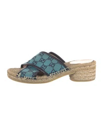 Pre-owned Gucci Gg Canvas Canvas Espadrille Sneakers In Blue