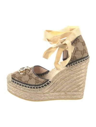 Pre-owned Gucci Gg Canvas Canvas Espadrilles